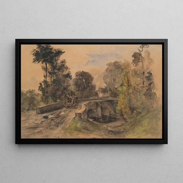 The Stone Bridge - Théodore Rousseau — framed artwork on a wall