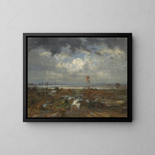 View of the Montmartre Hills - Théodore Rousseau — framed artwork on a wall