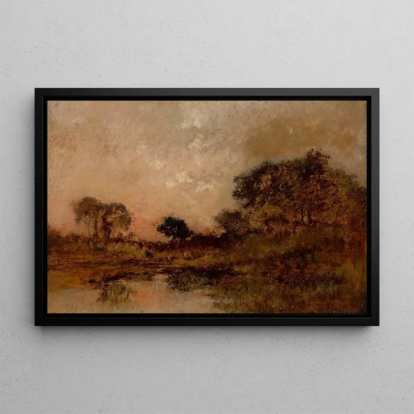Pond at Dusk - Théodore Rousseau — framed artwork on a wall