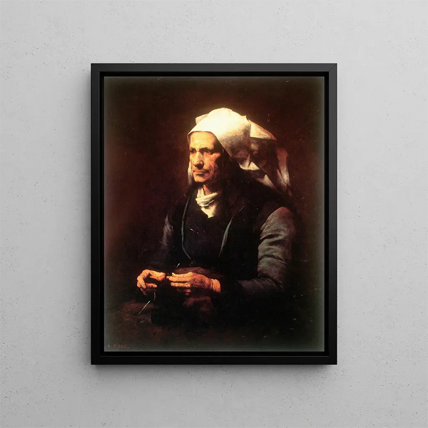 Old Breton woman - Théodule Ribot — framed artwork on a wall