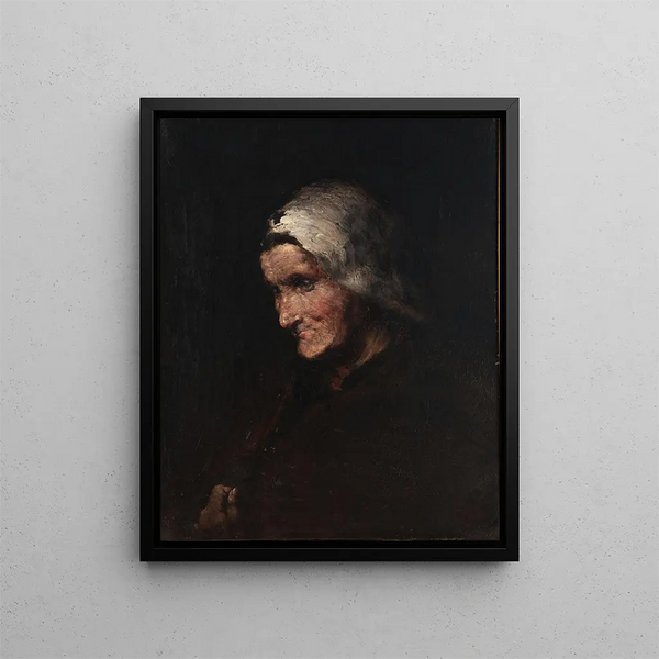 Head of an Old Woman - Théodule Ribot — framed artwork on a wall