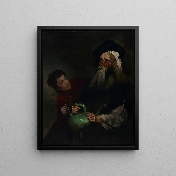 Lazarillo de Tormes and his blind master - Théodule Ribot — framed artwork on a wall