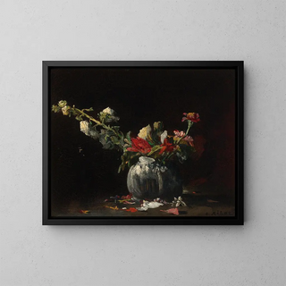 Nature morte avec des fleurs - Théodule Ribot — framed artwork on a wall