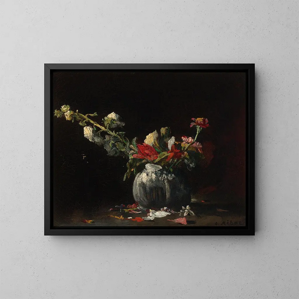 Nature morte avec des fleurs - Théodule Ribot — framed artwork on a wall