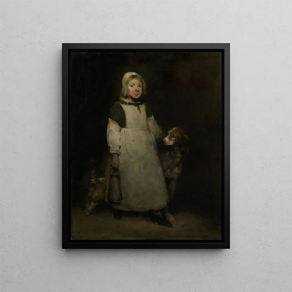 La Petite laitière - Théodule Ribot — framed artwork on a wall