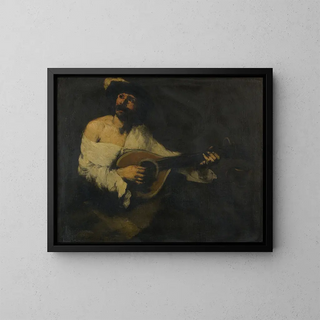 The Mandolin Player - Théodule Ribot — framed artwork on a wall