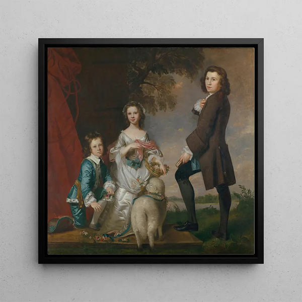 Thomas 1740-1825 and Martha Neate 1741 after 1795 with her guardian Thomas Needham - Sir Joshua Reynolds — framed artwork on a wall