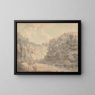 View from the south entrance of the Gundecotta pass - Thomas Anburey — framed artwork on a wall