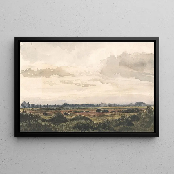 View of Doncaster Racecourse drawn from nature on September 2, 1848 - Thomas Baker — framed artwork on a wall