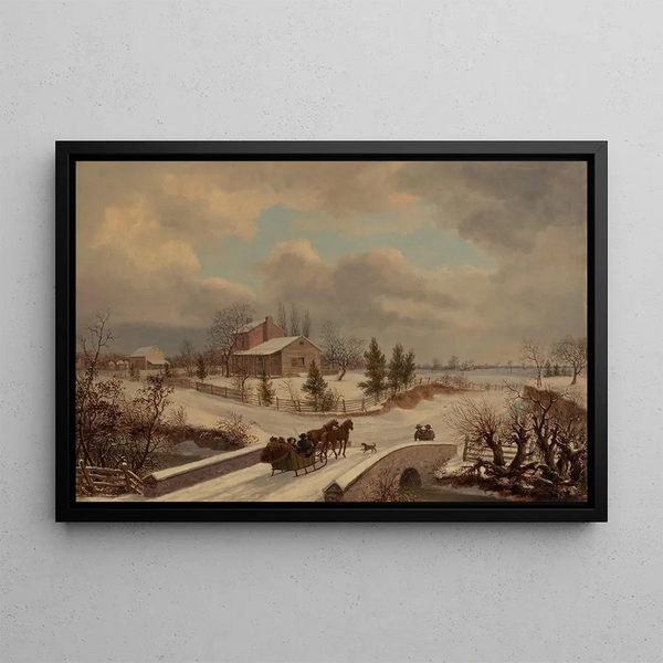Winter Scene in Pennsylvania - Thomas Birch — framed artwork on a wall