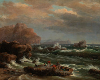 Pulling towards the shore - Thomas Birch — artwork view