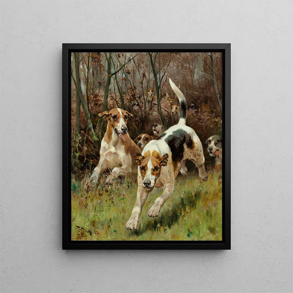 The hunting pack arrives - Thomas Blinks — framed artwork on a wall