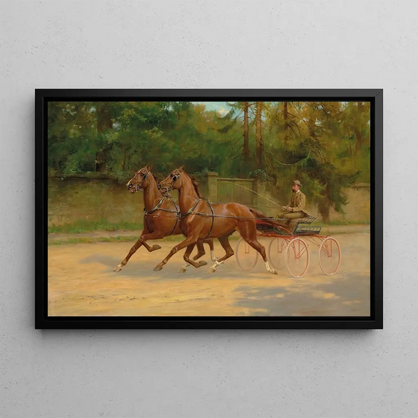 Walter Winans driving a team - Thomas Blinks — framed artwork on a wall