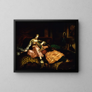 Interior scene with sultan and concubine - Thomas Buchanan Read — framed artwork on a wall