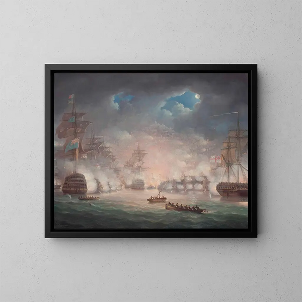Le bombardement d'Alger, 27 août 1816 - Thomas Buttersworth — framed artwork on a wall