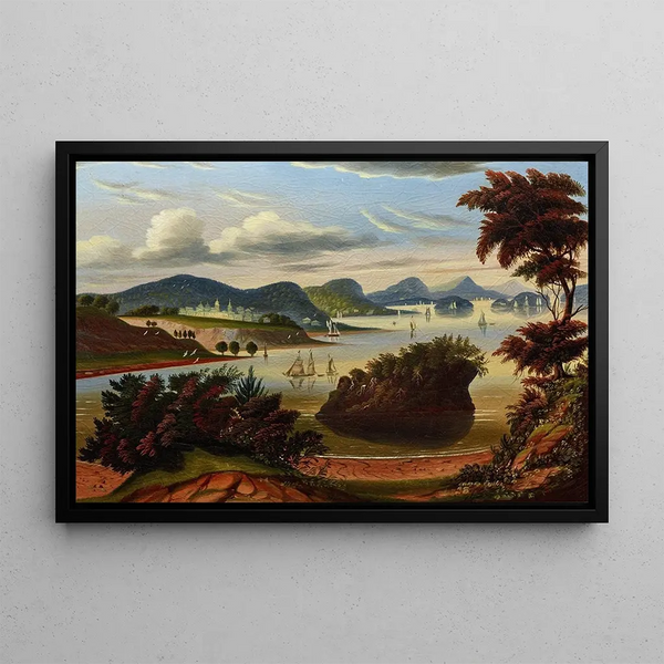 Eastport and Passamaquoddy Bay Painting of the Hudson Valley - Thomas Chambers — framed artwork on a wall