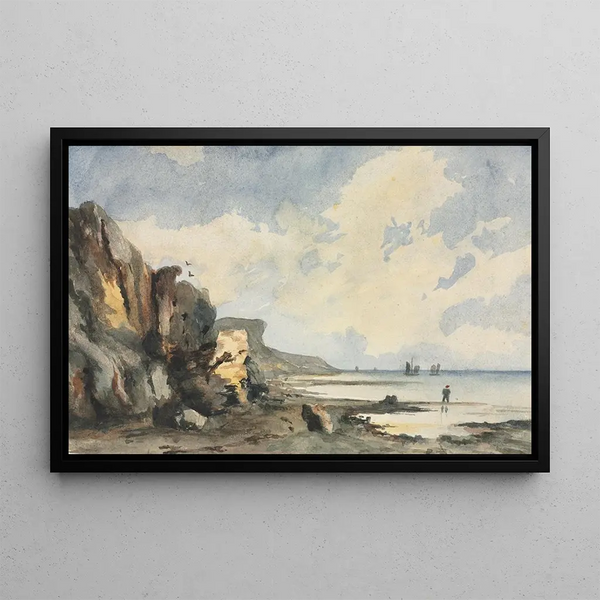Coastal View Painting - Thomas Churchyard — framed artwork on a wall