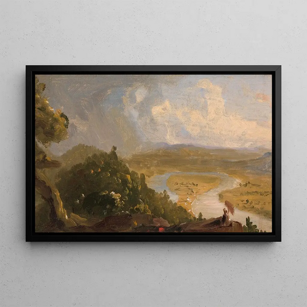 Sketch for View from Mount Holyoke, Northampton, Massachusetts after a Storm, The Meander - Thomas Cole — framed artwork on a wall