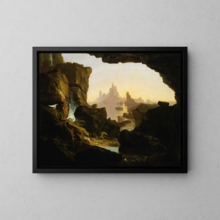 The Withdrawal of the Waters of the Flood - Thomas Cole — framed artwork on a wall