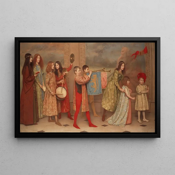 A childhood parade - Thomas Cooper Gotch — framed artwork on a wall