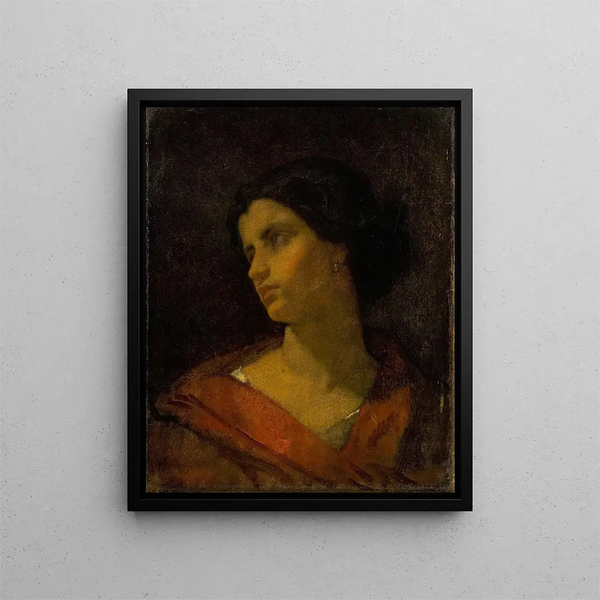 Study of a Woman's Head - Thomas Couture — framed artwork on a wall