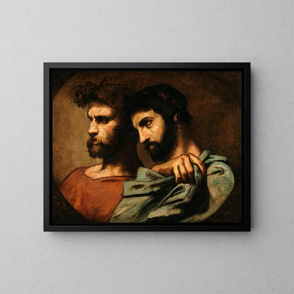 The Two Philosophers - Thomas Couture — framed artwork on a wall