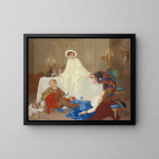 The supper after the masked ball - Thomas Couture — framed artwork on a wall