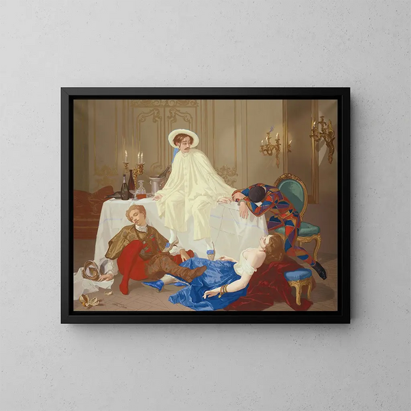 The supper after the masked ball - Thomas Couture — framed artwork on a wall