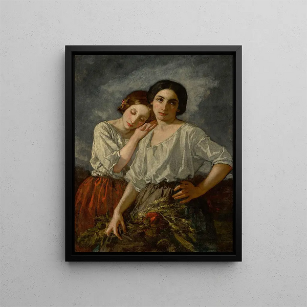 Two Sisters - Thomas Couture — framed artwork on a wall