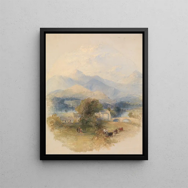 View from Mr. Southey's house in Keswick - Thomas Creswick — framed artwork on a wall