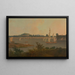 Pinasse painting descending the Ganges in front of Monghyr Fort - Thomas Daniell — framed artwork on a wall