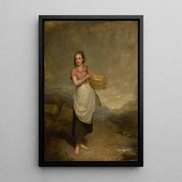 A Milkmaid in a Landscape - Thomas Duncan — framed artwork on a wall
