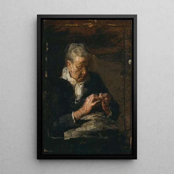 Woman Knitting - Thomas Eakins — framed artwork on a wall