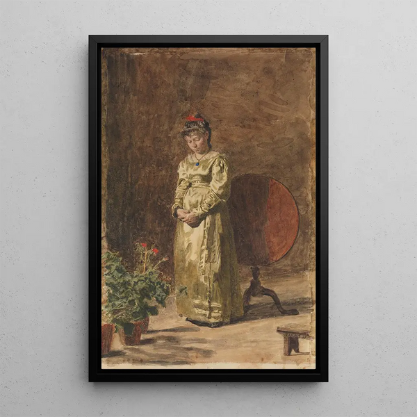 Young Girl Meditating - Thomas Eakins — framed artwork on a wall