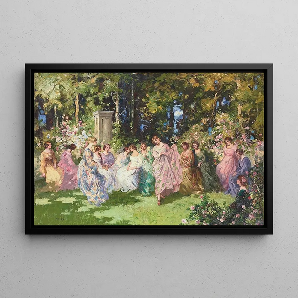 Festive Country Scene - Thomas Edwin Mostyn — framed artwork on a wall