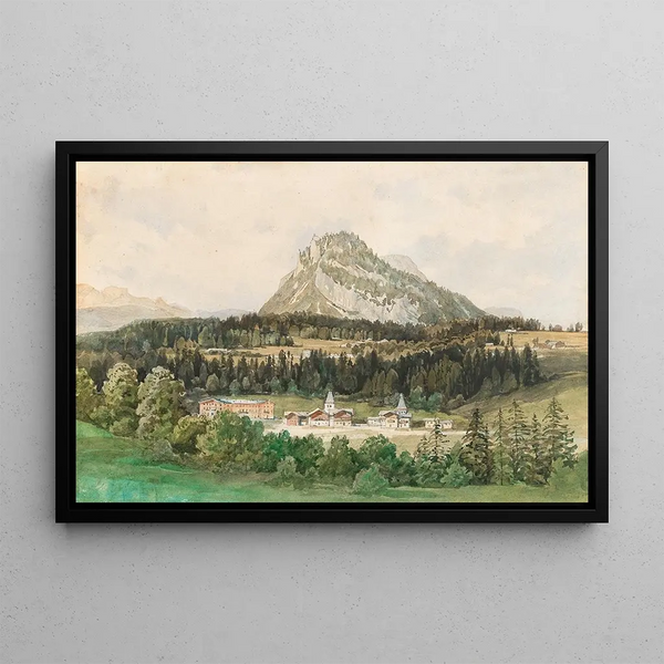 Vue de Bad Aussee avec le mont Loser - Thomas Ender — framed artwork on a wall