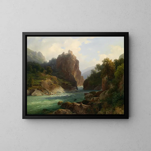 View of Zenoburg near Meran - Thomas Ender — framed artwork on a wall