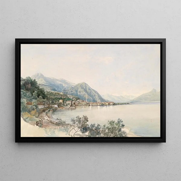 View of Lake Como towards Bellagio - Thomas Ender — framed artwork on a wall