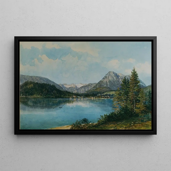The Altaussee Lake with Dachstein - Thomas Ender — framed artwork on a wall