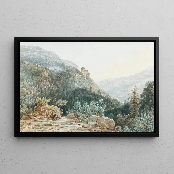La Trostburg dans la vallée de l'Isarco au Tyrol du Sud - Thomas Ender — framed artwork on a wall