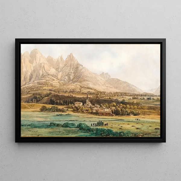Pfarrwerfen in Pongau and the Tennengebirge - Thomas Ender — framed artwork on a wall