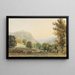 View of the Leopoldsberg with women resting and sheep in the foreground - Thomas Ender — framed artwork on a wall