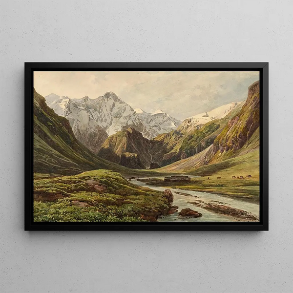 Cascade dans l'Alpe de la vallée de Kaprun - Thomas Ender — framed artwork on a wall