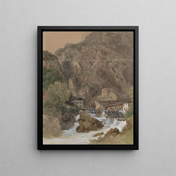 Hydraulic wheel spillway system with wheels and turn - Thomas Ender — framed artwork on a wall