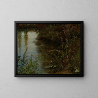 Study of Water and Plants - Thomas Fearnley — framed artwork on a wall
