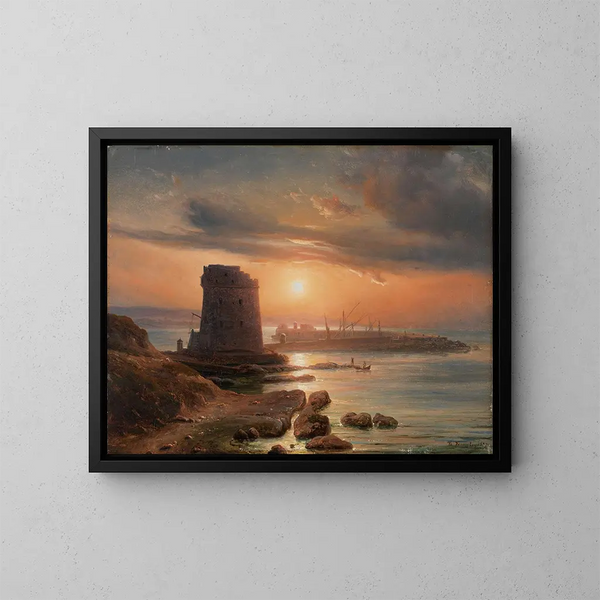 The Port of Agrigento - Thomas Fearnley — framed artwork on a wall