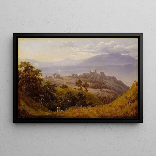 View of Olevano - Thomas Fearnley — framed artwork on a wall