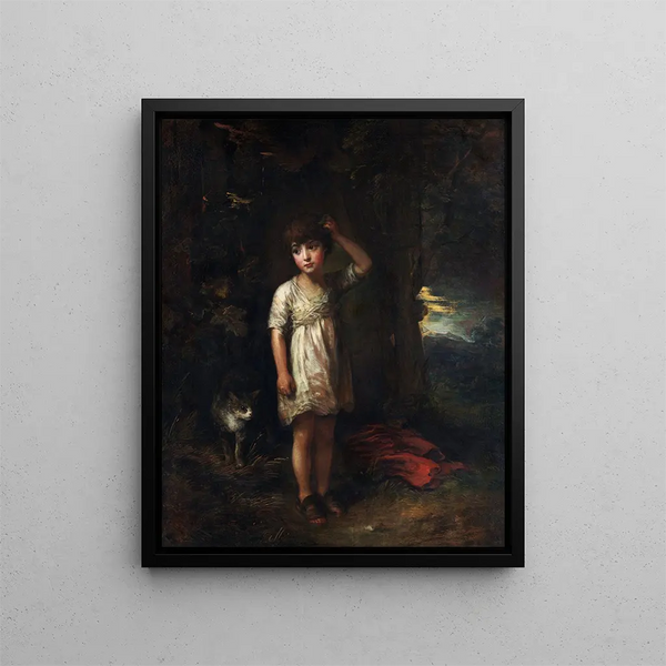 a boy with a cat morning - Thomas Gainsborough — framed artwork on a wall