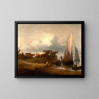 Coastal landscape painting - Thomas Gainsborough — framed artwork on a wall