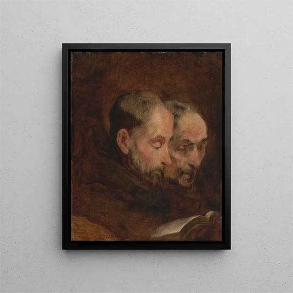 after a traditionally attributed Van Dyck painting depicting Two monks reading - Thomas Gainsborough — framed artwork on a wall